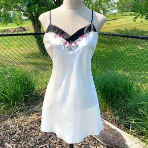 Vintage Lingerie Full Slip Dress Babydoll Embroidered Chemise Nightie